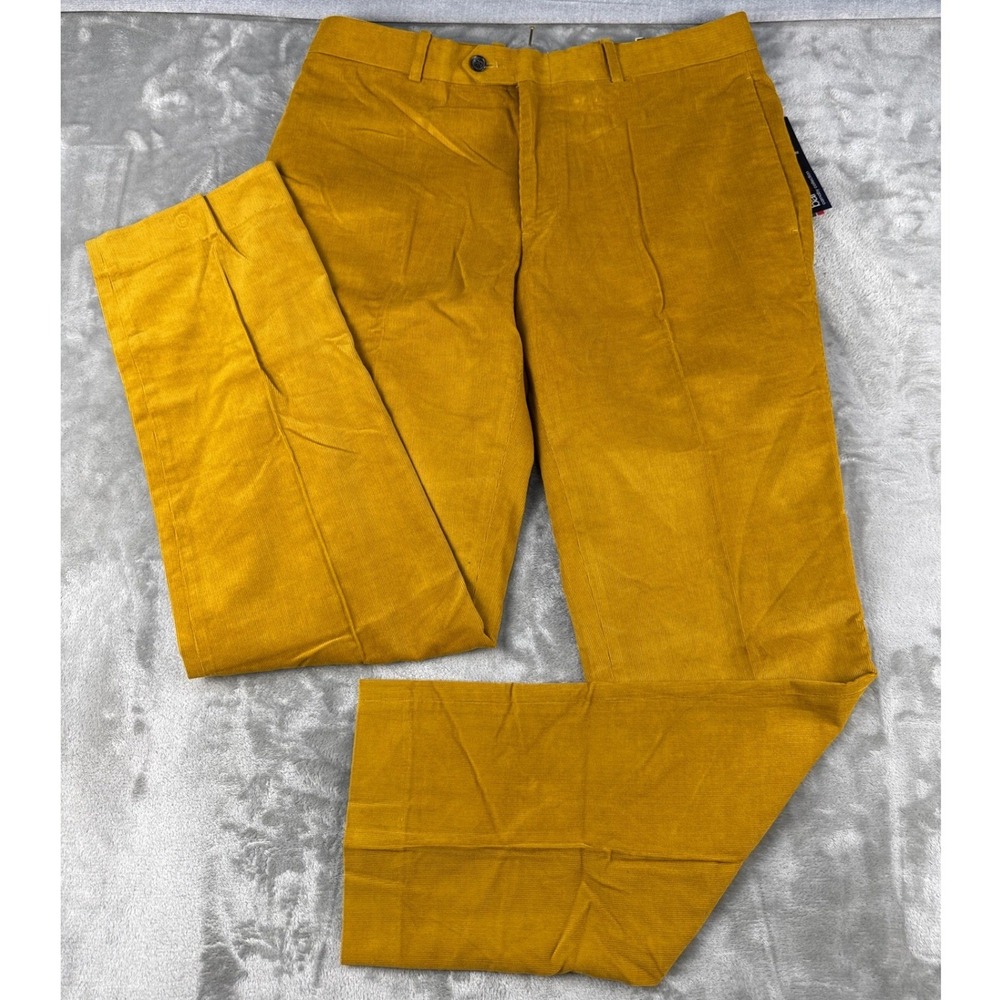 Bar III Mens Slim Fit Corduroy Trousers Gold Yellow 34x32 New